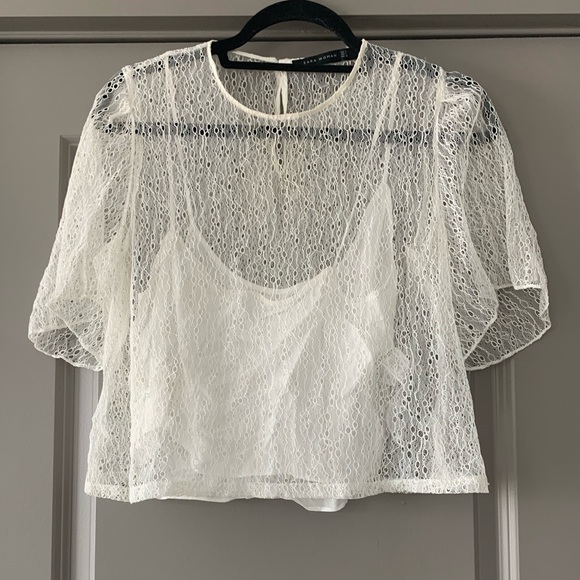 Zara Sheer Lace Top - Picture 1 of 3